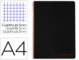Cuaderno espiral Liderpapel Wonder A4 tapa plástico 120h micro 90g c/5mm. color negro